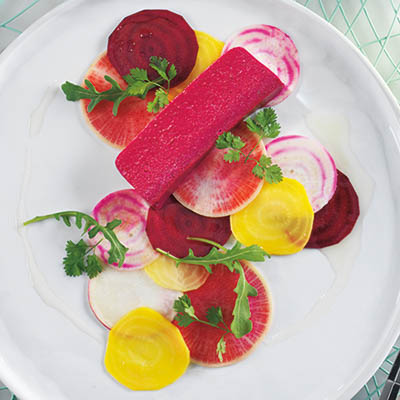 BEETROOT MOUSSE WITH SPRING VEGETABLE ESCABECHE | BCLIQUOR